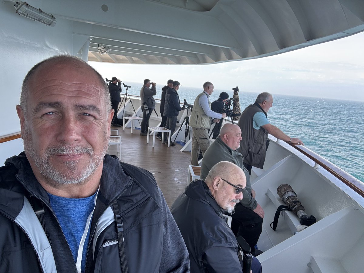 On our way south, passing the Peninsula Valdez. Sooty Albatross was a pleasant surprise earlier. Other highlights include Southern Right Whales, Dusky Dolphins, Atlantic and Soft-plumaged Petrels.