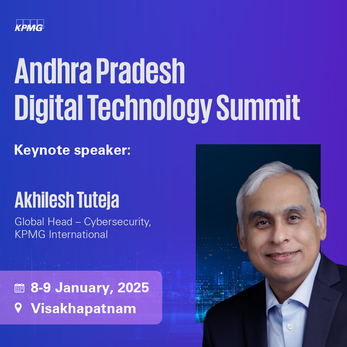 KPMGIndia's tweet image. Stay with us for expert perspectives from @AkhileshTuteja, @KPMG International, as he delivers his keynote address at the Andhra Pradesh #DigitalTechnology Summit from 🗓️ 8 to 9 January 2025, 📍 Visakhapatnam! 𝐑𝐞𝐠𝐢𝐬𝐭𝐞𝐫 𝐚𝐭: apdts.in/register/

@apdtindustry