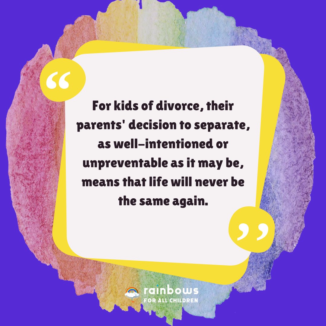 rainbowsforkids's tweet image. Need help finding support for children processing a divorce? Check out our website linked in bio to see how Rainbows For All Children can help. 
 #DivorceSupportForKids #SupportForKids #DivorceRecovery #HealthyTransitions #Nonprofit