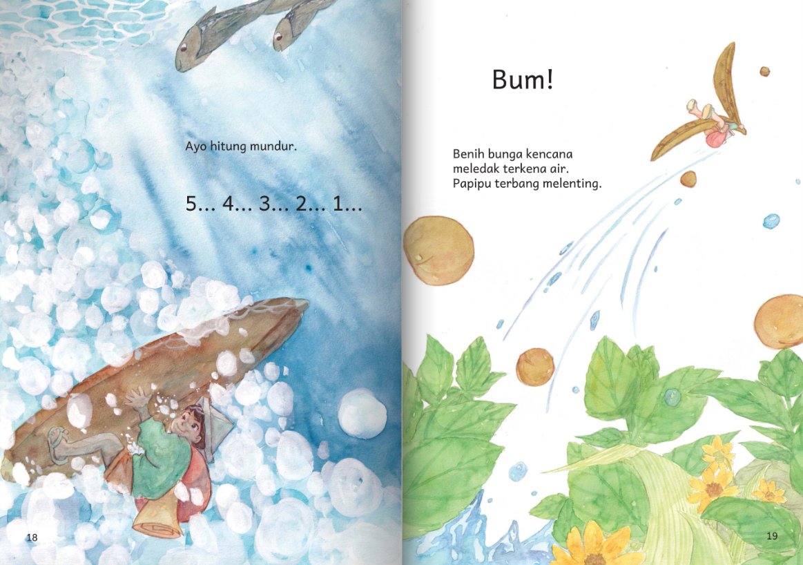 bibabercerita's tweet image. Hari-hari nangisin buku anak Indonesia yang 'tersembunyi', padahal secantik ini, gratis, dan ceritanya unik:

Soal liliput yang ngelakuin perjalanan dengan naik benih-benih terbang dari tumbuhan lokal kita 😭
Kayak sintrong, pacar air, biji kencana, dll.