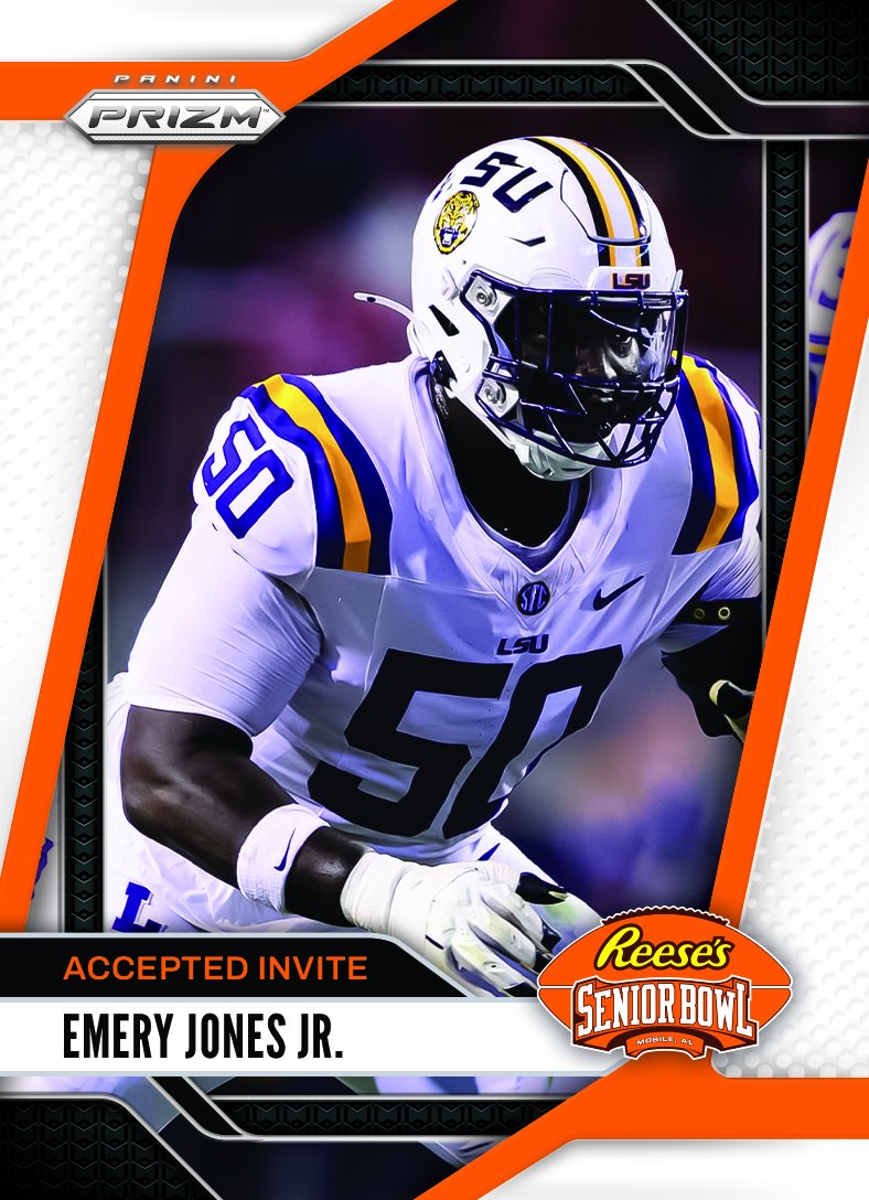 Reese's Senior Bowl (@seniorbowl) on Twitter photo It’s OFFICIAL! OL Emery Jones Jr. <a href="/Emeryjones50_/">Emery Jones</a> from <a href="/LSUfootball/">LSU Football</a> accepted his invite to the 2025 Reese's Senior Bowl!!! #GeauxTigers #BestOfTheBest #TheDraftStartsInMOBILE™️
@JimNagy_SB <a href="/PaniniAmerica/">Panini America</a> #RatedRookie It’s OFFICIAL! OL Emery Jones Jr. <a href="/Emeryjones50_/">Emery Jones</a> from <a href="/LSUfootball/">LSU Football</a> accepted his invite to the 2025 Reese's Senior Bowl!!! #GeauxTigers #BestOfTheBest #TheDraftStartsInMOBILE™️
@JimNagy_SB <a href="/PaniniAmerica/">Panini America</a> #RatedRookie