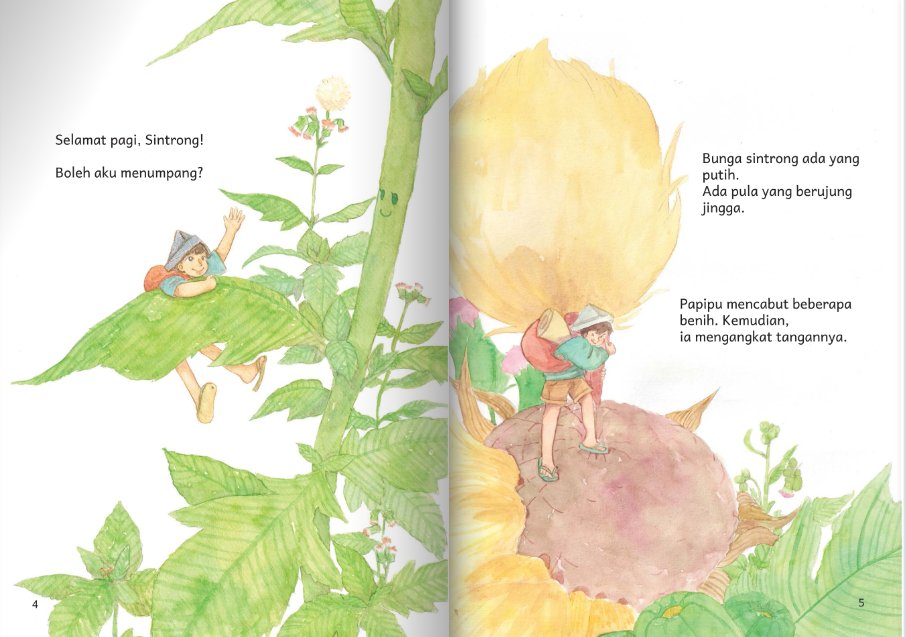 bibabercerita's tweet image. Hari-hari nangisin buku anak Indonesia yang 'tersembunyi', padahal secantik ini, gratis, dan ceritanya unik:

Soal liliput yang ngelakuin perjalanan dengan naik benih-benih terbang dari tumbuhan lokal kita 😭
Kayak sintrong, pacar air, biji kencana, dll.