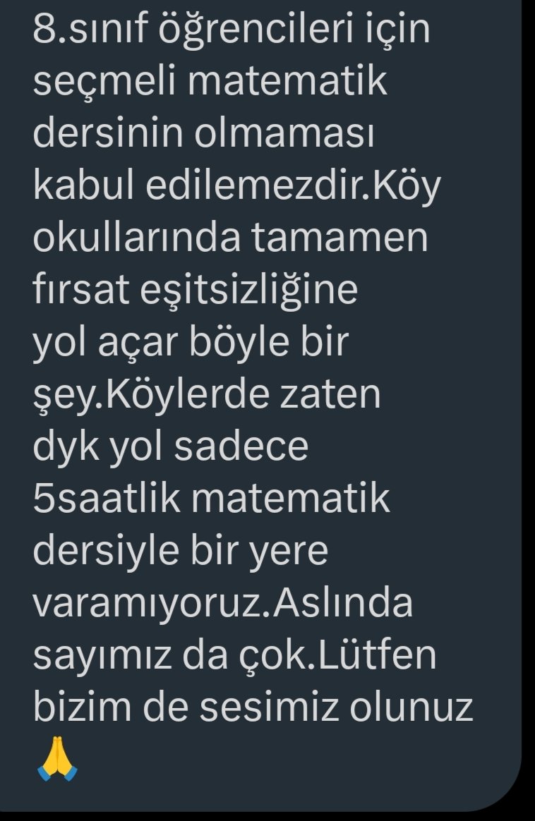 Özellikle dezavantajlı bölge okullarında fen bilimleri ve matematik derslerine gereken önemin verilmesi ve bu derslerin seçmeli ders olarak programda yer alması büyük bir zorunluluktur!

<a href="/Yusuf__Tekin/">Yusuf Tekin</a>
<a href="/tcmeb/">Millî Eğitim Bakanlığı</a>