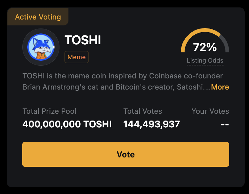 xdvanced's tweet photo. ig people love $TOSHI
this will go down as the fastest vote in @Bybit_Official #ByVotes history
you're not bullish enough https://t.co/3daPNEyspZ