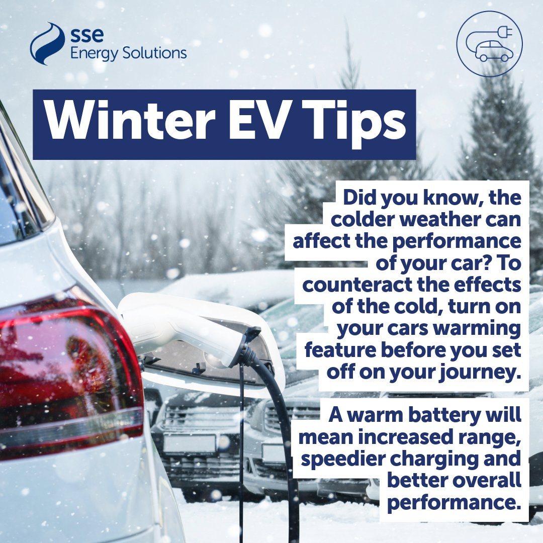 Winter EV Tips: Remember a cold car can take longer to charge.  Pre-condition or heat your car before beginning a charge to increase your charge speed.