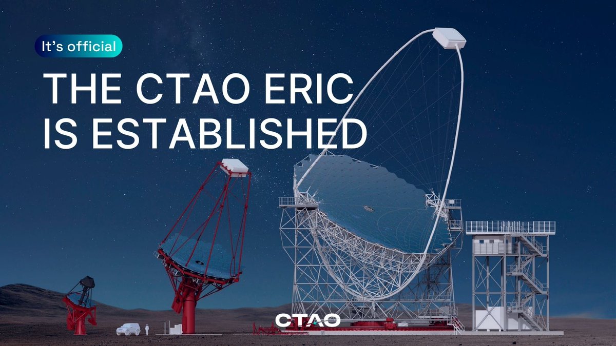Big news! The CTAO is now officially an ERIC! 🚀

The @EU_commission has established the CTAO as a European Research Infrastructure Consortium, fast-tracking construction and bringing early science closer. 🌌✨

More: ctao.org/news/the-ctao-…

#CTAO #CTAOnewsflash #astrophysics