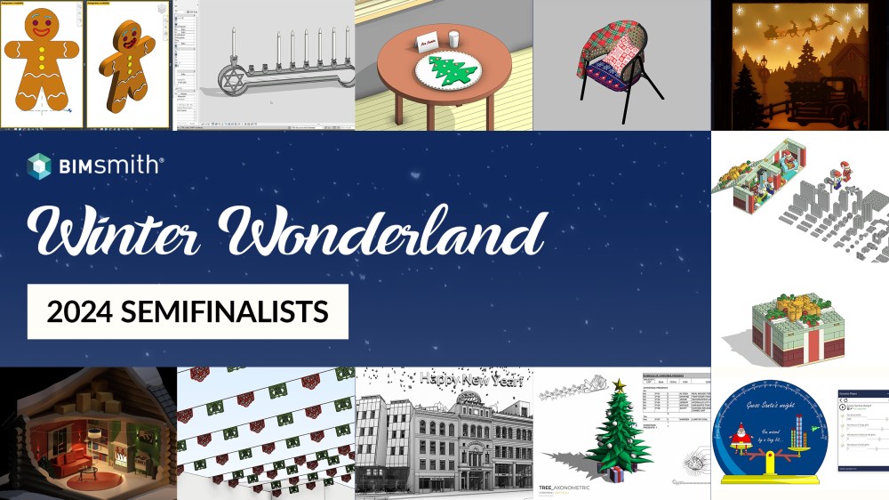 ✨ 2024 BIMsmith Winter Wonderland Semifinalists Announced!

13 standout Revit designs, brimming with creativity, are moving to the final stage. 🏆

Winners will be revealed starting Jan 13, 2025.

Link in BIO!
#Revit #BIMsmithWinterWonderland