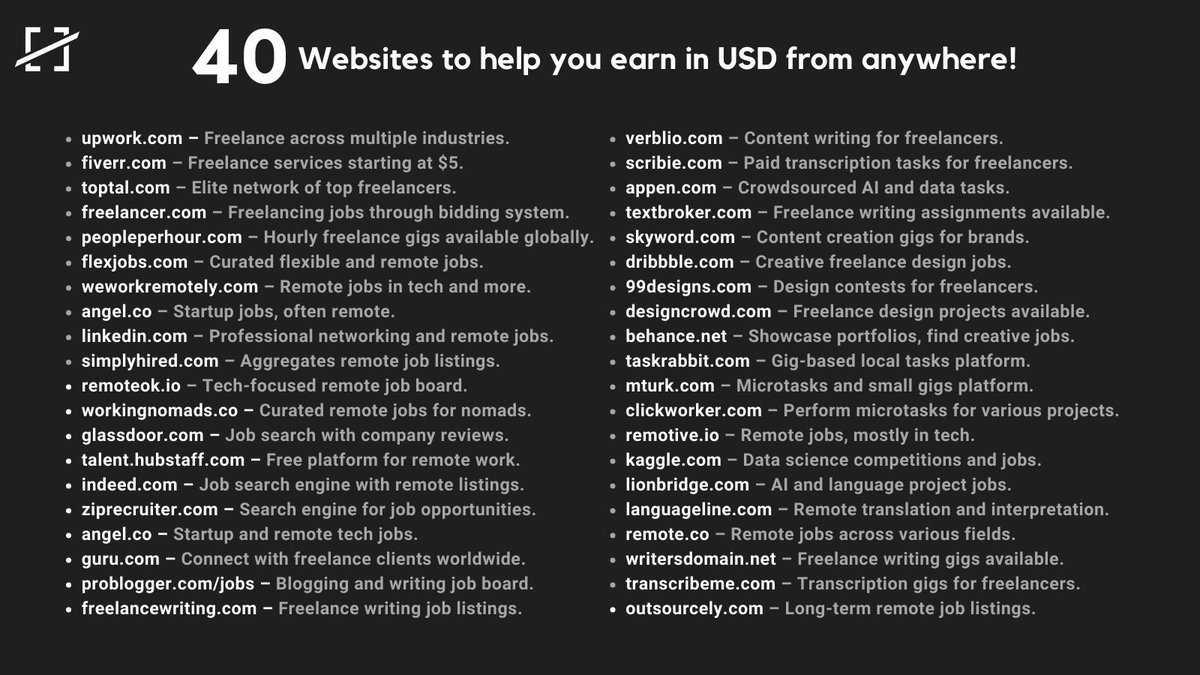 40 websites to find remote jobs and earn in USD (updated for 2025) 👇