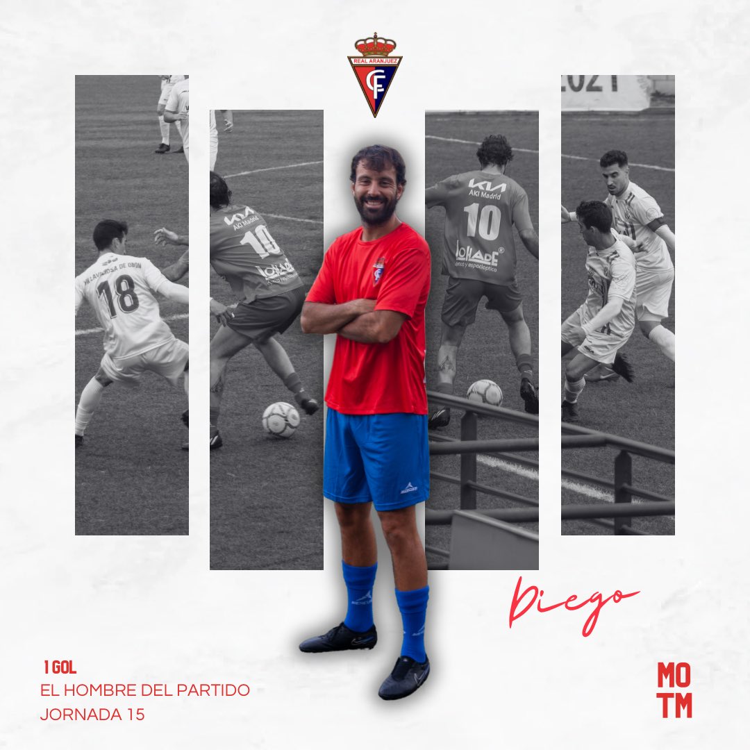 ⭐️MOTM

🎩 Diego elegido como jugador más destacado de la victoria frente a la A.D. Villaviciosa de Odón

🪄 Una jornada más siendo determinante y vital para el equipo, anotando el primer gol que nos dieron ventaja para conseguir la victoria 
 
#VamosAranjuez #OrgulloRibereño