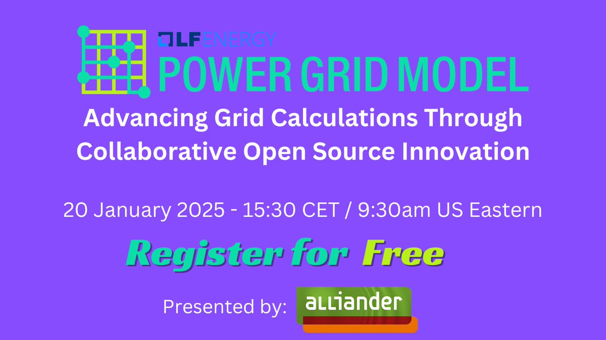 LFE_Foundation's tweet image. Join the #LFEnergy #PowerGridModel community for a free webinar on 20 January on &quot;Advancing Grid Calculations Through Collaborative #OpenSource Innovation&quot;! Learn more and register at hubs.la/Q02YYhD40

#energy #utilities #powergrid #energytransition #climatetech