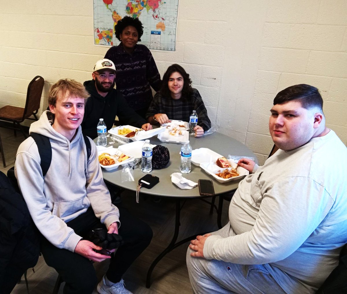 Western Michigan University students enjoy a free chicken wing dinner at <a href="/BroncosKitchen/">Broncos Kitchen</a> on Monday night.