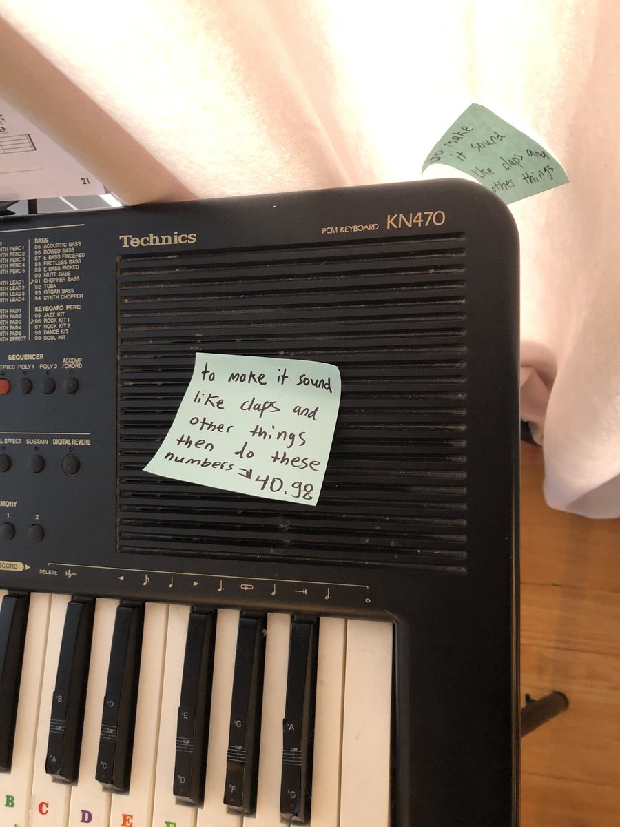Ambrose__Bierce's tweet photo. Noticed this in the corner of our living room: 9yr old is turning into a proper Benny benassi with the technics KN470- I think @markantivero would be proud π #PostItNotes #DJreminders https://t.co/5bcD1IOxil