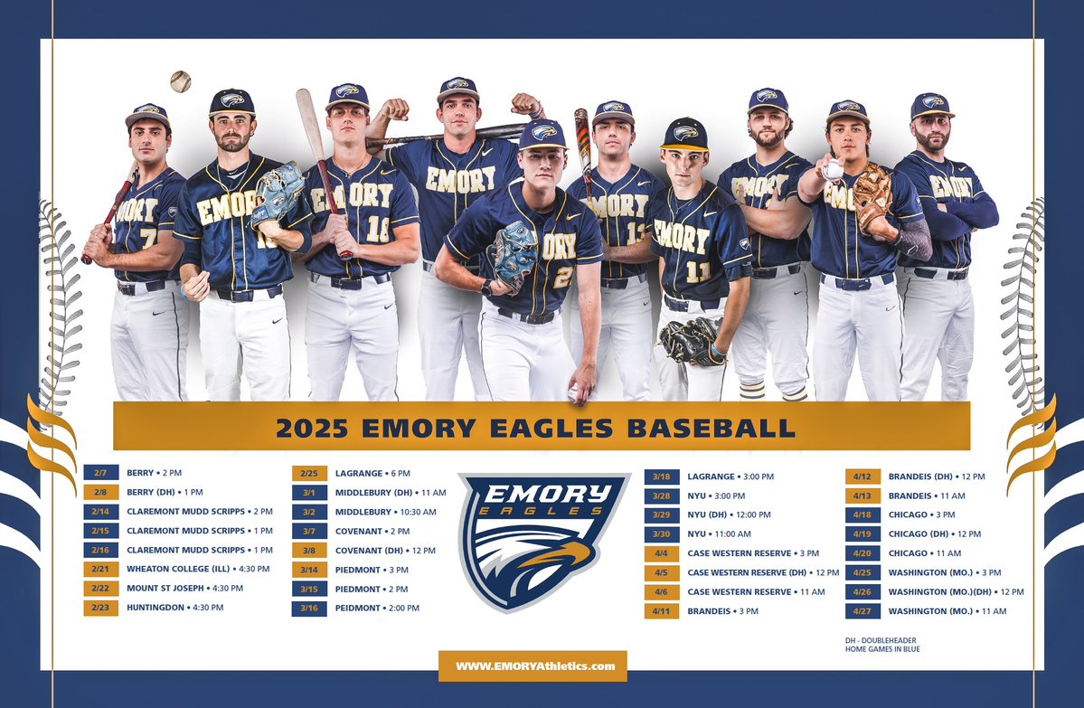 𝐎𝐧𝐞. 𝐌𝐨𝐧𝐭𝐡. 𝐀𝐰𝐚𝐲. 

Emory Baseball returns to the field on February 7th! Check the schedule below to see where you can catch the team this season ⬇️

#FlyHigher