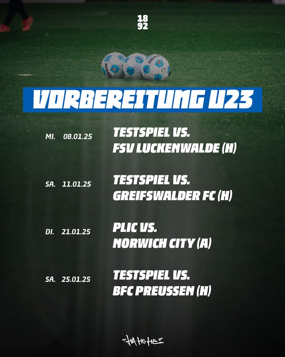 Nach der Leistungsdiagnostik Anfang Januar trainiert unsere #BSCU23 schon wieder fleißig! 🏋️‍♂️  Bis zum ersten Punktspiel stehen aber noch ein paar Tests &amp; das nächste Duell im #PremierLeagueInternationalCup an! 💪⬇️

#HerthaBubis #HaHoHe