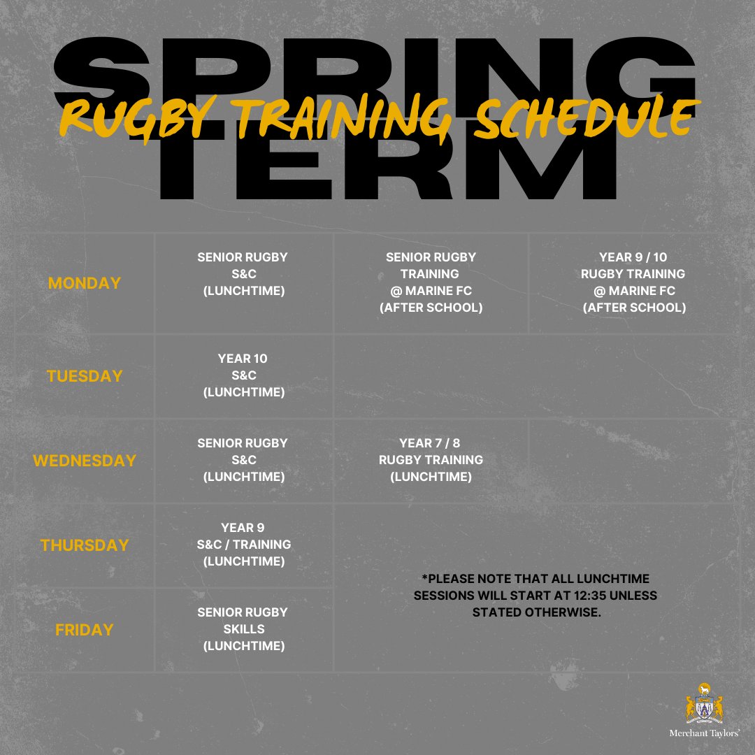 MTS_Sport's tweet image. 📅 2025 Spring Rugby Training Schedule 

🟡⚫️🏉

@MerchantsCrosby