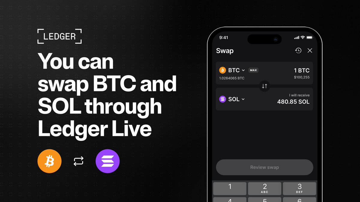 BTC ⇄ $SOL 🚀 Easily exchange Bitcoin for Solana (or vice versa) through  Ledger Live – no compromises on security or control. 🔒 Your private keys  stay safeguarded in your Ledger device.