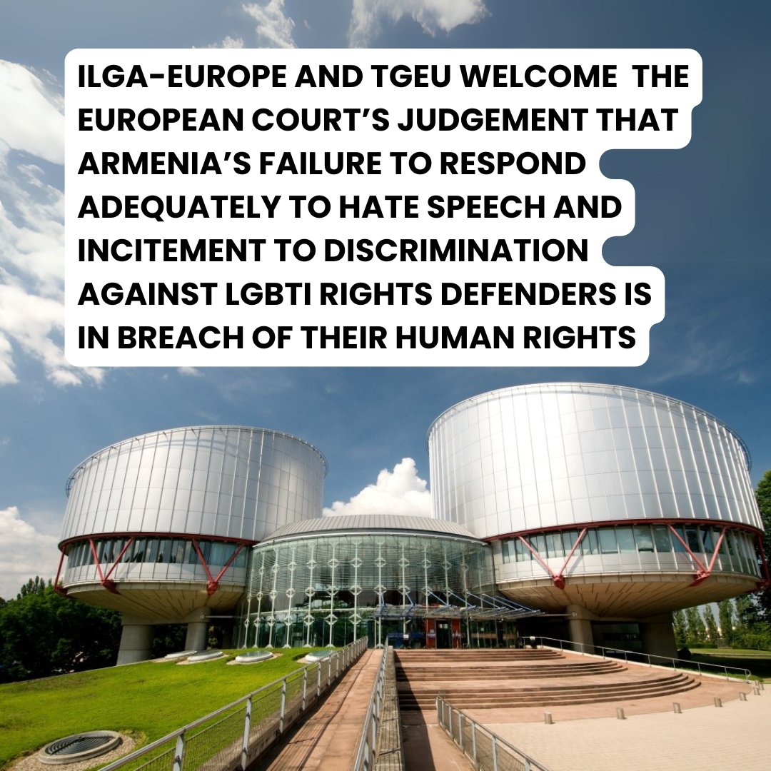 ILGAEurope's tweet image. Together with @TGEUorg we welcome the @ECHR_CEDH ruling that Armenian courts' failure to address hate speech and incitement against LGBTI rights defenders violated their human rights ilga-europe.org/news/joint-sta…