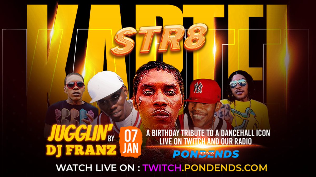 LIVE @ NOON. WATCH twitch.pondends.com | LISTEN pondends.com #vybzkartel #freedomstreet