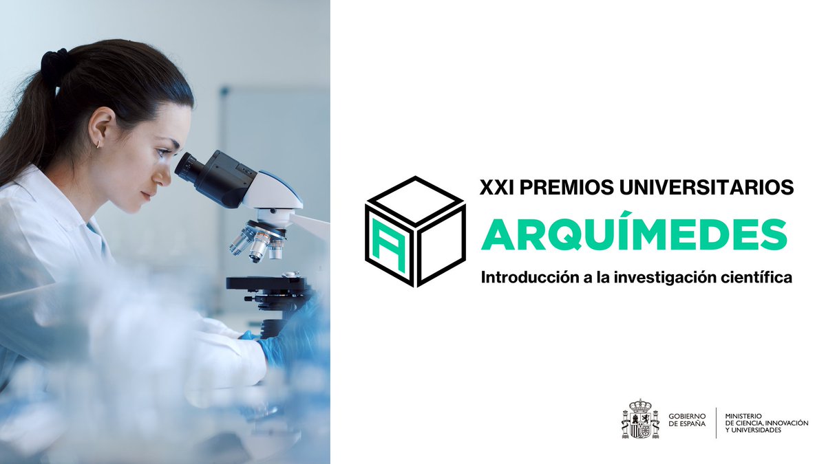 ✅ Ya está abierta la convocatoria del XXI Certamen Universitario Arquímedes 2024.

🏆 Premia a los mejores trabajos de investigación científica entre los estudiantes de grado y máster de las universidades españolas.

🗓 Hasta el 3 de febrero.

¡Participa!
ciencia.gob.es/Convocatorias/…