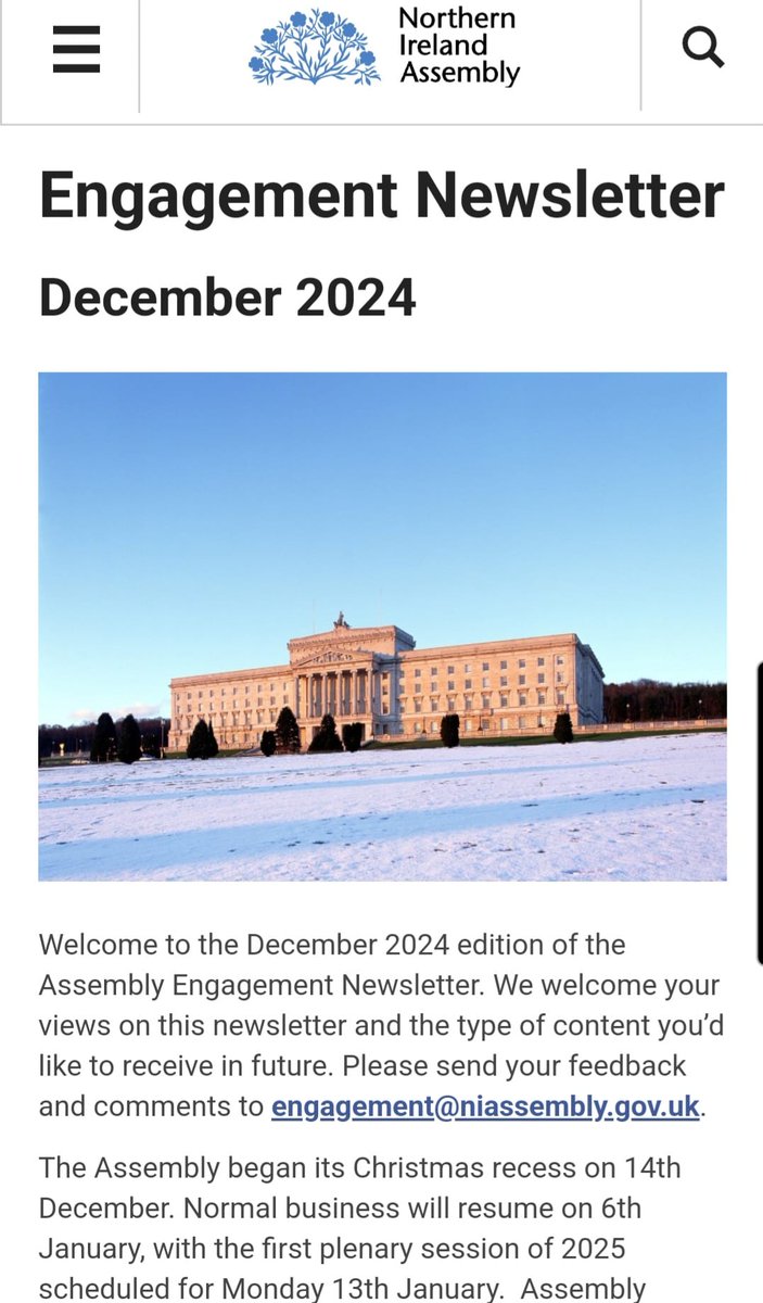 Did you know you can keep up to date with the NI Assembly through our newsletter. It includes details of community engagement, upcoming events and consultations as well as information covering different topics. Sign up or view previous editions here niassembly.gov.uk/visit-and-lear…