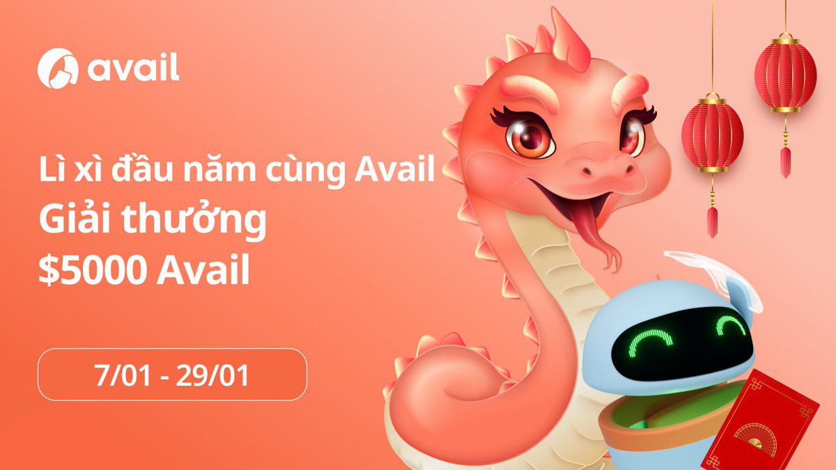 Tết Nguyên Đán Cùng Avail - Nhận Lì Xì Năm Mới!

Hòa mình vào không khí của Tết Nguyên Đán với chuỗi nhiệm vụ của Avail Project

💰 Tổng giải thưởng: $5000 token $AVAIL + NFT "Year of the Snake"
⏳ Thời gian: 7/1/2025 - 29/1/2025
🎯 Cách tham gia cực đơn giản: