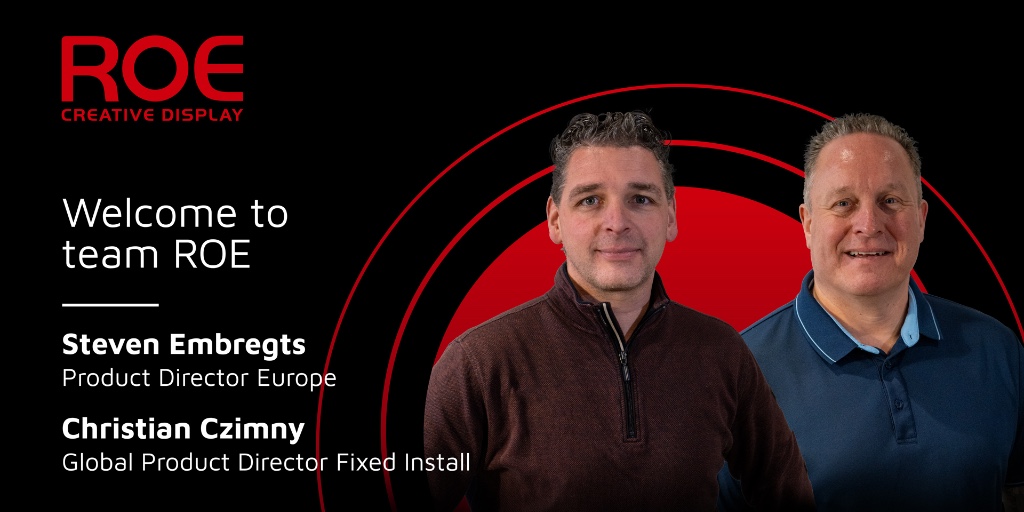 ROE_Visual's tweet image. ROE Visual proudly welcomes two seasoned LED professionals to its team! 🚀
Christian Czimny joins as Global Product Director Fixed Install, while Steven Embregts steps in as Product Director Europe.

Read More: ow.ly/czrz50UB1yk

#ROEVisual #LEDTechnology #TeamROE