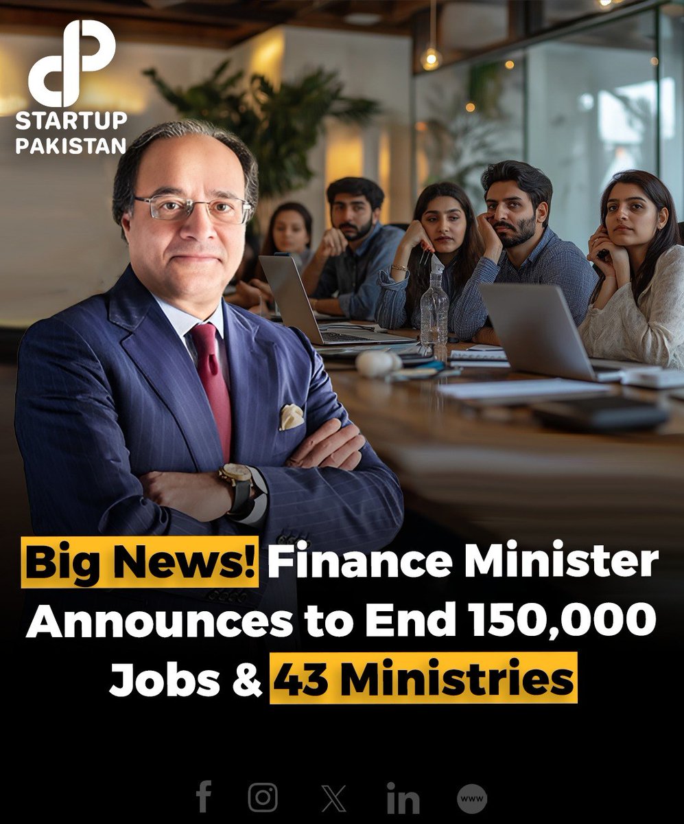 PakStartup's tweet image. Federal Finance Minister Mohammad Aurangzeb announced steps to reduce government spending by halving the number of federal ministries' departments and eliminating 150,000 vacant jobs. 

#Pakistan #RightSizing #GovernmentReforms #BudgetCuts #EconomicStability #Digitalization