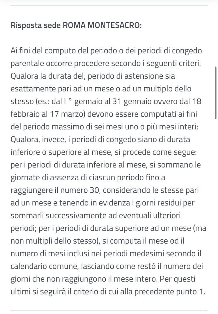 arringagnolo's tweet photo. Ho chiesto a @INPS_it un chiarimento sul computo dei giorni di congedo parentale.
Ecco la risposta. Se qualcuno capisce cosa c’è scritto e me lo fa sapere, gliene sarei estremamente grato https://t.co/QkmOBL5eX3