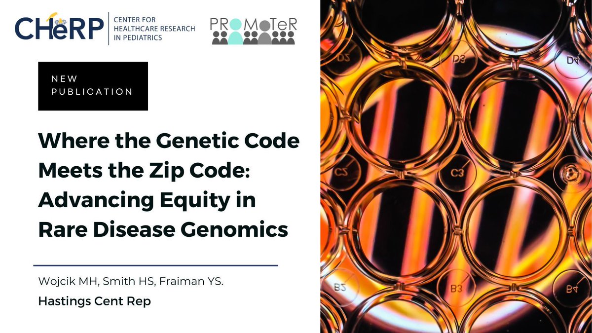 New Article! CHeRP faculty <a href="/hadleyssmith/">Hadley Stevens Smith</a> and peers' publication Where the #Genetic #Code Meets the #Zip Code: Advancing #Equity in #Rare #Disease #Genomics is featured in the Hastings Center Report! 

Read More Here: buff.ly/3BYc80w