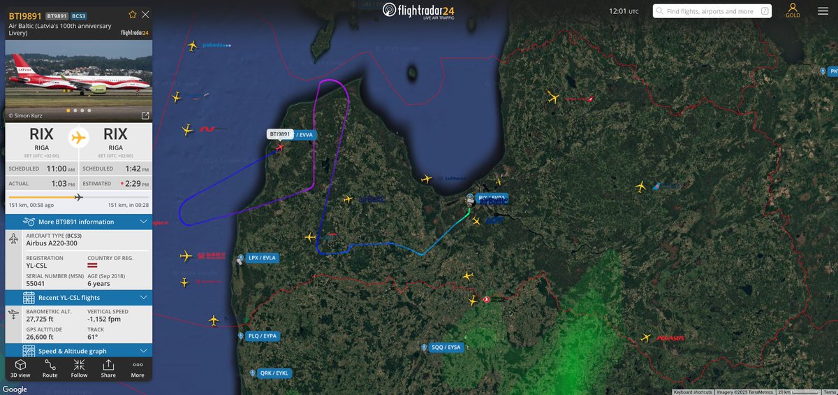 Latvijas nacionālā lidsabiedrība “airBaltic” aizvada #Starlink sertifikācijas lidojumu. Lidojums ir pēdējais solis tam, lai saņemtu Eiropas Aviācijas drošības aģentūras atļauju “airBaltic” flotē esošās “A220-300” lidmašīnas aprīkot ar “Starlink” sistēmu.