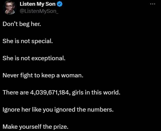 phoenix_watchme's tweet photo. Ignore her like you ignored the number on this post.

Focus on the bigger picture.
Make yourself the best version you can be. https://t.co/vhHHzq5A1B