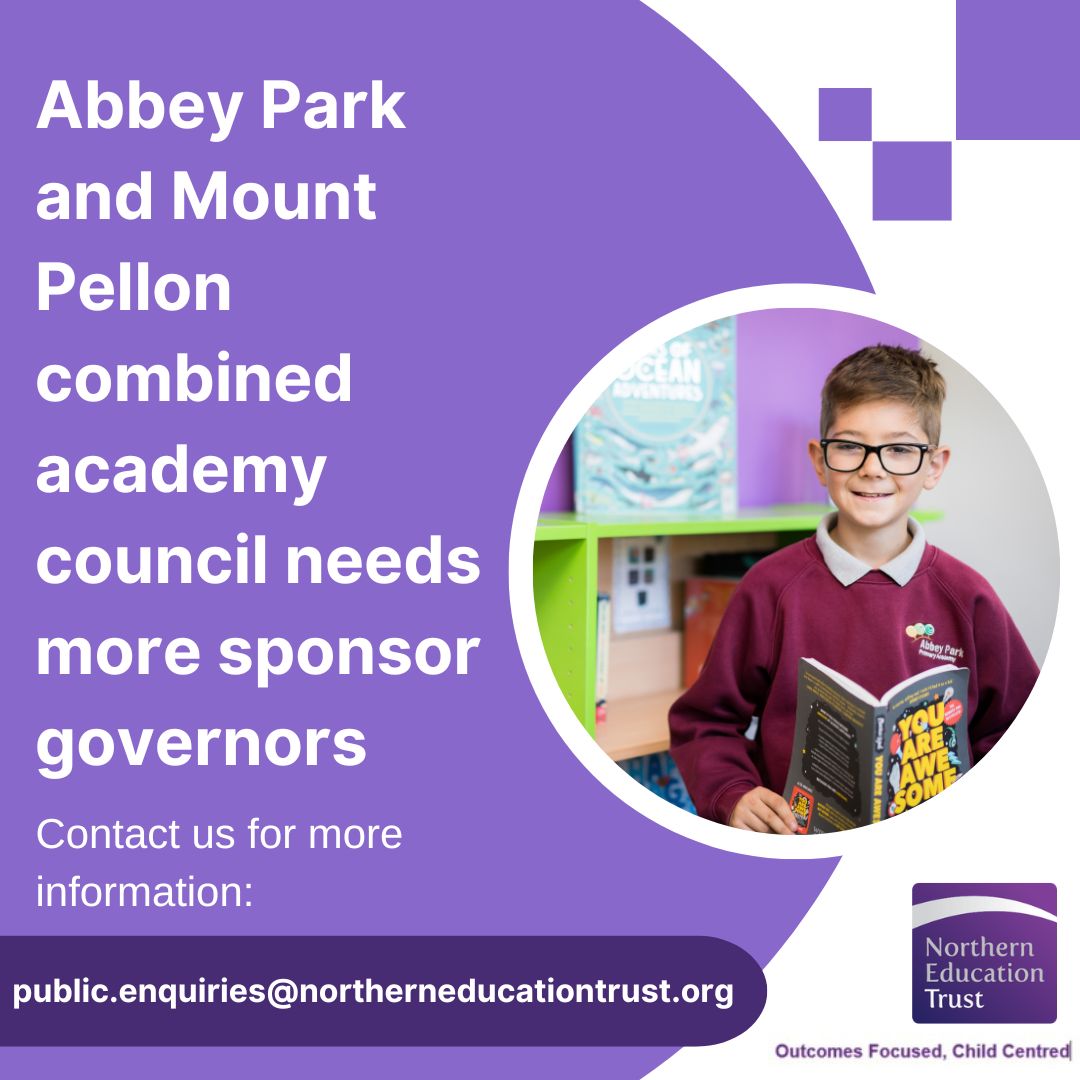 NET Abbey Park (@abbeyparkhx) on Twitter photo Being a school governor means you can make a significant difference to education and the lives of our students. Register your interest today to join Abbey Park and Mount Pellon combined academy council and kickstart your journey: public.enquiries@northerneducationtrust.org Being a school governor means you can make a significant difference to education and the lives of our students. Register your interest today to join Abbey Park and Mount Pellon combined academy council and kickstart your journey: public.enquiries@northerneducationtrust.org