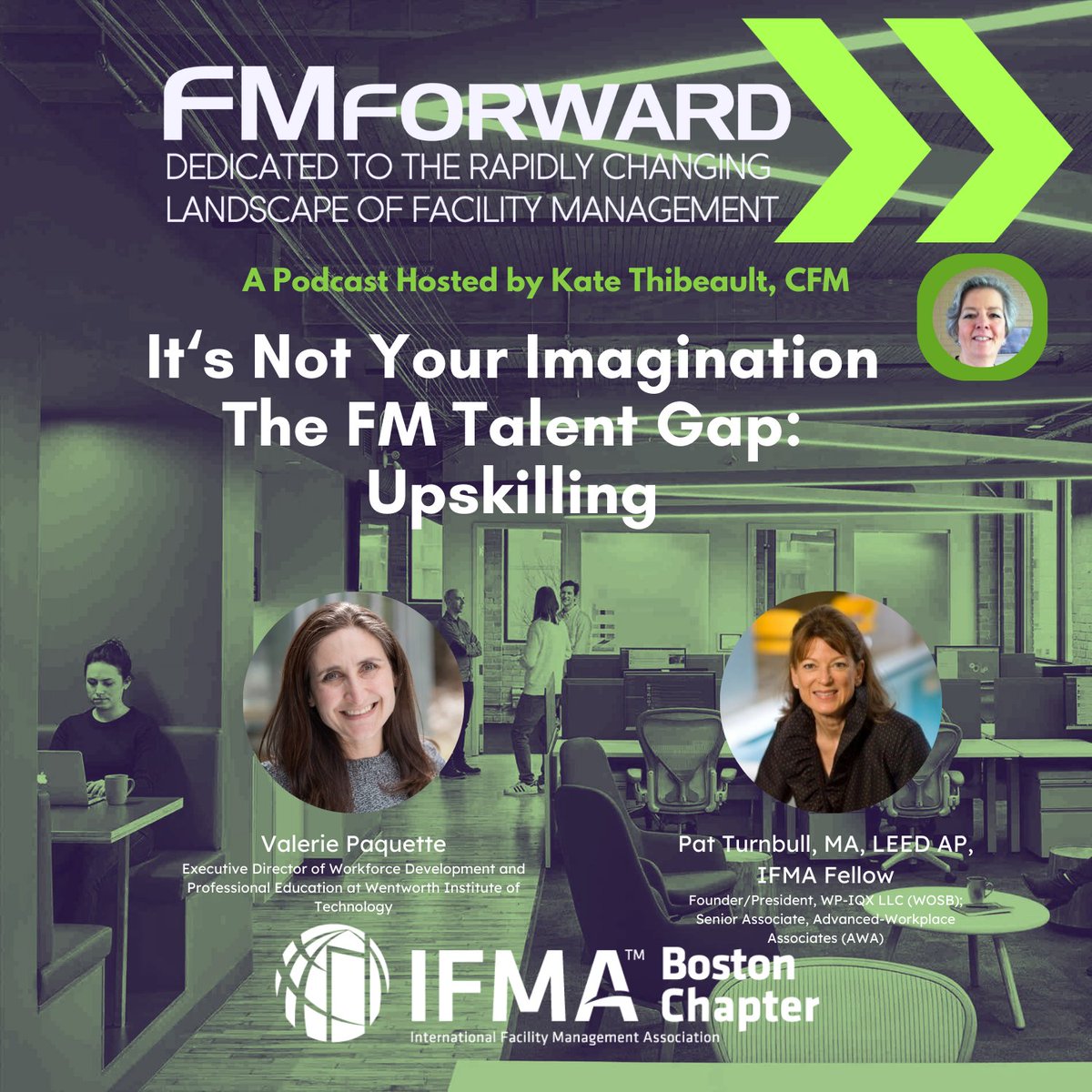 Have  you been following the IFMA Boston FMForward podcast discussion on The FM Talent Gap?  Make sure to listen to the final episode in the series which just dropped. Make sure to listen here or wherever you stream  your favorite podcasts:  bit.ly/3VzpqYO