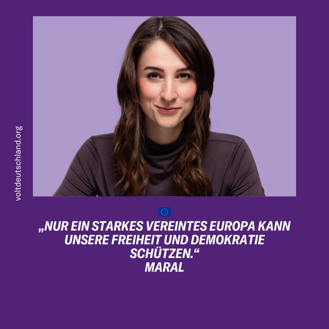 Ein geeintes Europa für Demokratie, Frieden und Stabilität. Gemeinsam gegen autoritäre Bedrohungen – für Freiheit und Menschenrechte! 🇪🇺 💜💜💜
#voltdeutschland
#Bundestagswahl #Bundestagswahl2025 #BTW25 #Maral