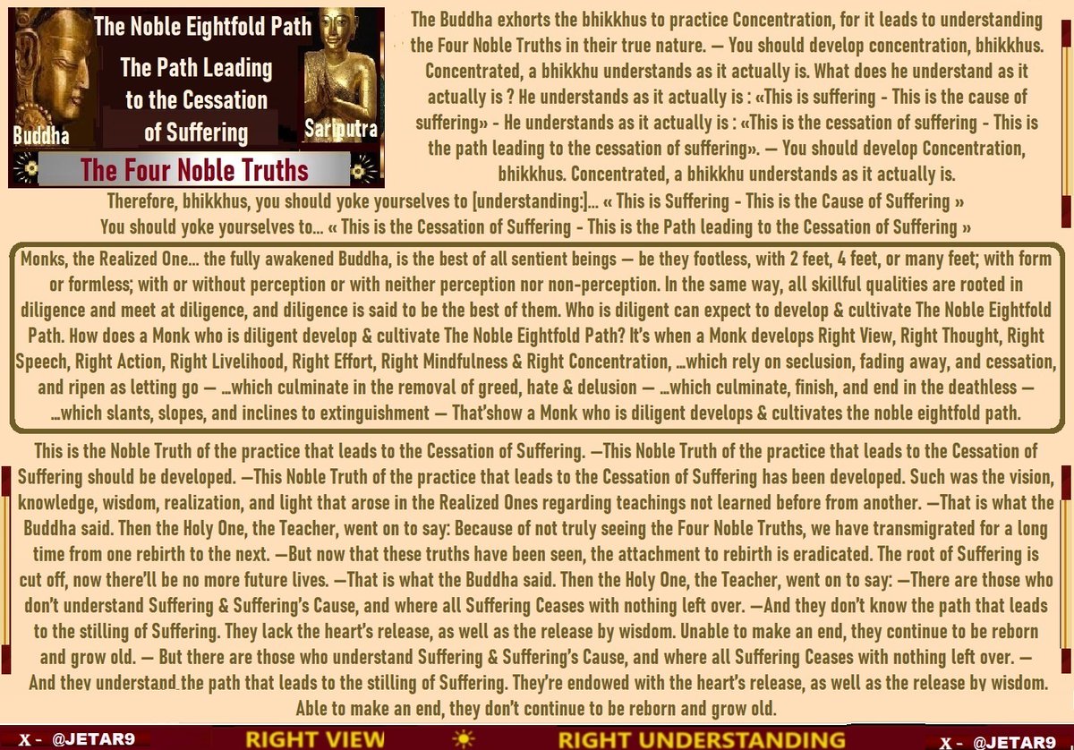 JETAR9's tweet image. #RightUnderstanding #RightView
#Buddha’s Teachings
#Samadhi Sutta
#Concentration
There are, O monks, these 3 feelings:
Pleasant feelings, painful feelings,
and neither-painful-nor-pleasant feelings.
☀
A disciple of the Buddha, mindful,
Clearly comprehending, with his mind…