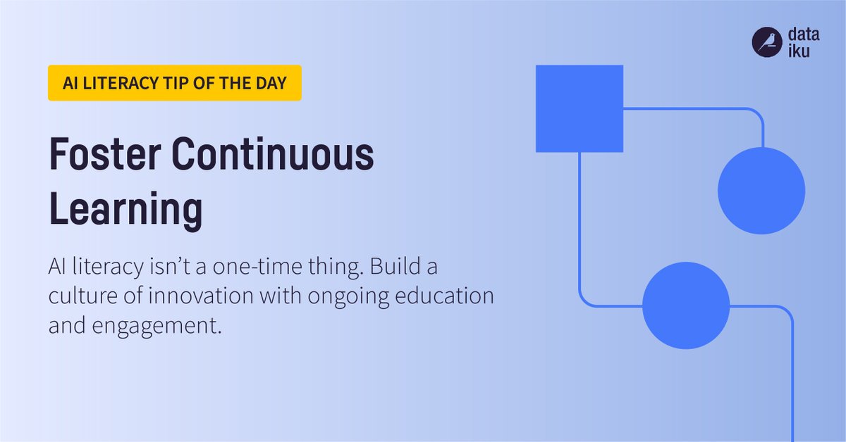 dataiku's tweet image. Use this AI literacy resource bundle and set a precedence of necessary learning and innovation at your organization. 👉 bit.ly/4gGfSCQ  #GenAI #LearnAboutAI #AIBasics