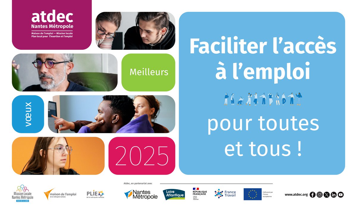 ✨Le président, <a href="/hervefournier44/">Hervé Fournier</a>, les membres du conseil d'administration, le directeur, <a href="/dibamedjahed/">Dibamedjahed</a>, ainsi que l'ensemble des collaborateurs de l'<a href="/AtdecEmploi/">Atdec Nantes Métropole</a> vous souhaitent leurs meilleurs vœux. Ensemble, continuons à faciliter l'accès à l'emploi pour toutes et tous ✨