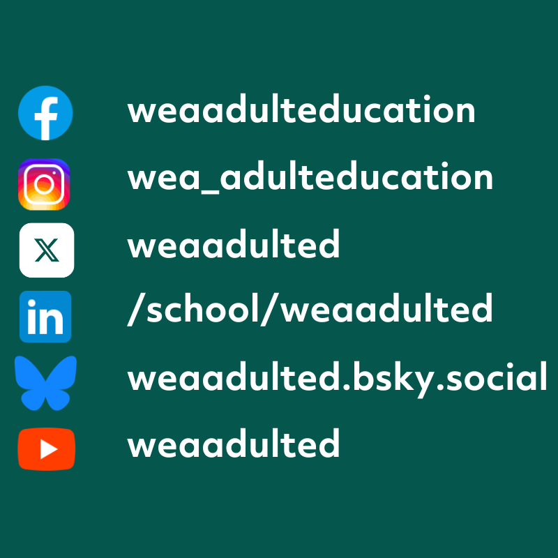 This regional WEA Twitter page is now closed. Please follow us on our main social media accounts for the latest course information, news and inspiring learner stories.

X/Twitter: x.com/weaadulted
Facebook: facebook.com/weaadulteducat…
Instagram: instagram.com/wea_adulteduca…