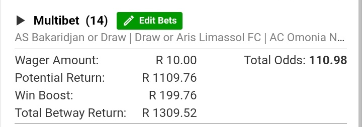 📒 Bookie: <a href="/Betway_za/">Betway ZA</a>
📆 07 JAN, TUES
⌚ Kick off: 17:45
👩‍💻 Booking code: X8A9E73BC
📲 Booking link:
betway.co.za/bookabet/X8A9E…
📈 ODDS: 110.98
#Betway #TipsPlug #BettingTips #Predictions #OddsOn