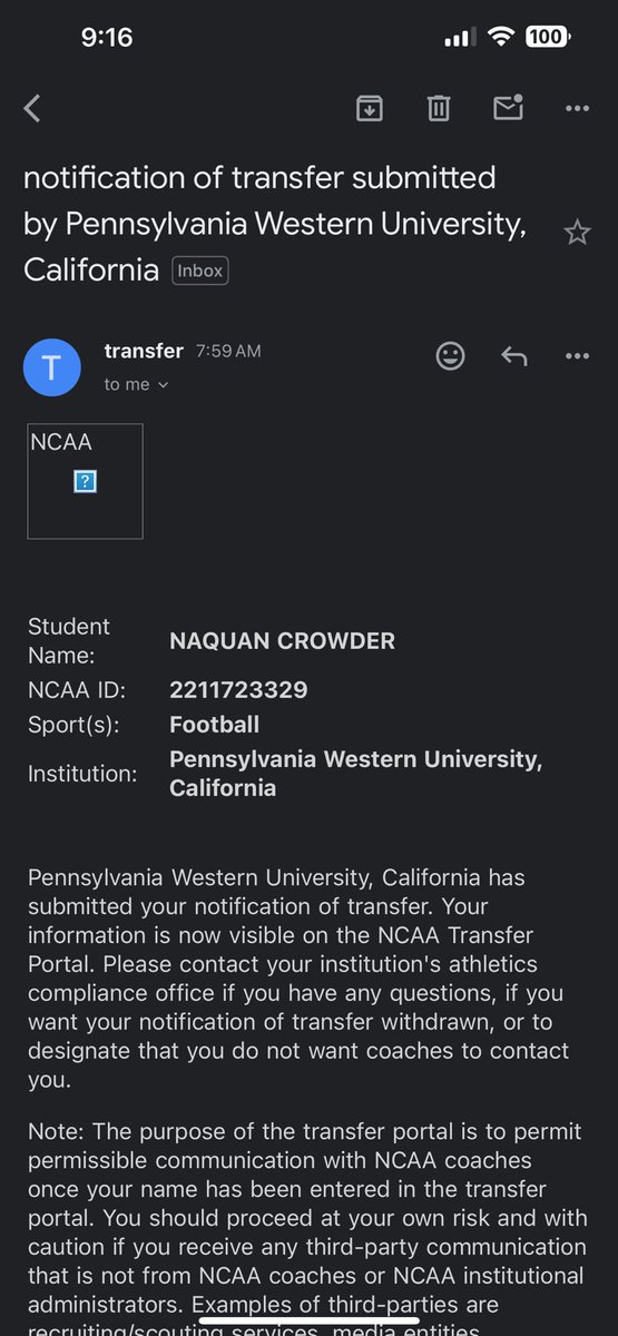 Naquan Crowder (@crowder_naquan) on Twitter photo Big 2οΈβ£0οΈβ£ππ₯³ truly blessed some more news I have officially entered the portal
<a href="/210ths/">2Tenths Speed & Agility</a> <a href="/PghSportsNow/">Pittsburgh Sports Now</a> <a href="/YinzerStyle/">YinzerStyle</a>
Recruitment 100% open βΌοΈβΌοΈ
hudl.com/v/2RDN14
Film β¬οΈβ¬οΈ 3 years eligibility Big 2οΈβ£0οΈβ£ππ₯³ truly blessed some more news I have officially entered the portal
<a href="/210ths/">2Tenths Speed & Agility</a> <a href="/PghSportsNow/">Pittsburgh Sports Now</a> <a href="/YinzerStyle/">YinzerStyle</a>
Recruitment 100% open βΌοΈβΌοΈ
hudl.com/v/2RDN14
Film β¬οΈβ¬οΈ 3 years eligibility
