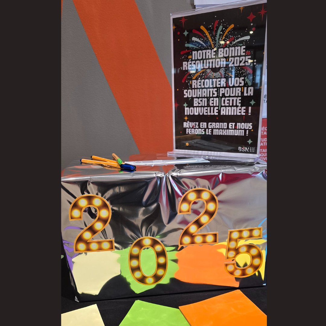 🥳Notre bonne #Resolutions2025 ? Récolter vos souhaits pour la BSN et faire le maximum pour les exaucer. Retrouvez la boîte à souhaits dans le hall et faites vos vœux jusqu'au 20 janvier !
#BSN📚