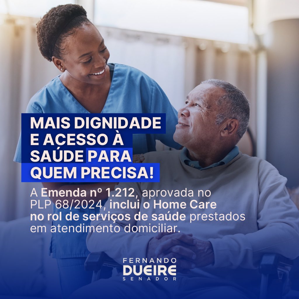 🏡💙 *Home Care garantido na Reforma Tributária!*

Aprovada a Emenda nº 1.212 no PLP 68/2024, que inclui o Home Care no rol de serviços de saúde prestados em atendimento domiciliar. Agora, mais pessoas terão acesso a um atendimento de saúde de qualidade e com mais dignidade.
