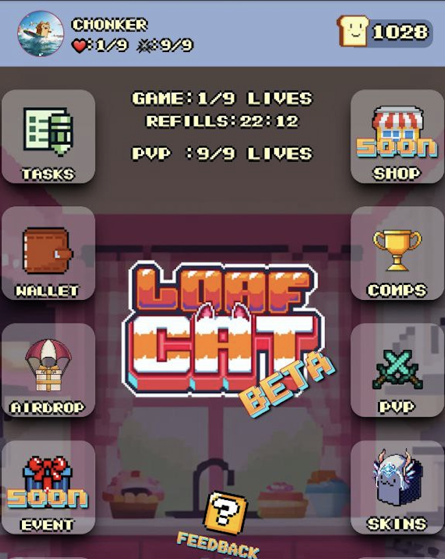 LoafCatHQ's tweet image. 🚨New game update!🚨

=&amp;gt; Yesterday: Feedback about giving loafcat nine lives came in. 

=&amp;gt;Today: Implemented 🤯

Meme gaming communities are a whole new meta. Look at $MLG for instance. 

Join t.me/LOAFCATCTO for access to our beta.

#GameFi $ton $sol #memecoins