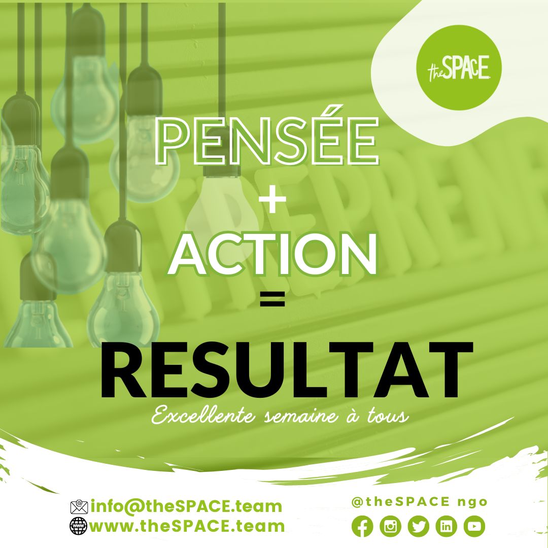 theSPACEngo's tweet photo. 💡 Pensée + Action = Résultat

💬 Quelle action allez-vous entreprendre cette semaine pour atteindre vos objectifs?

#theSPACE #ActionEtRésultat #Inspiration #SemaineProductive #ImpactPositif https://t.co/jniMb0LZRH