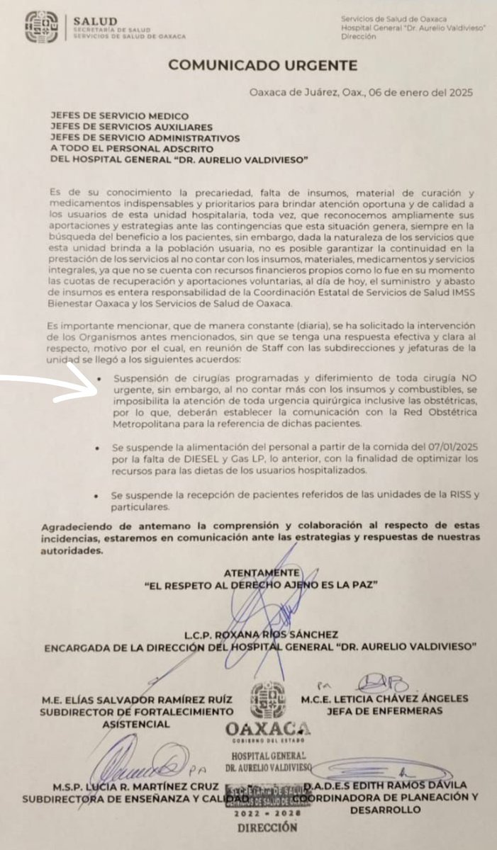 DrChavezDiaz's tweet image. Se suspenden cirugías programadas, incluidas las urgencias obstétricas!! 
Así el Hospital General “Dr. Aurelio Valdivieso” en Oaxaca.