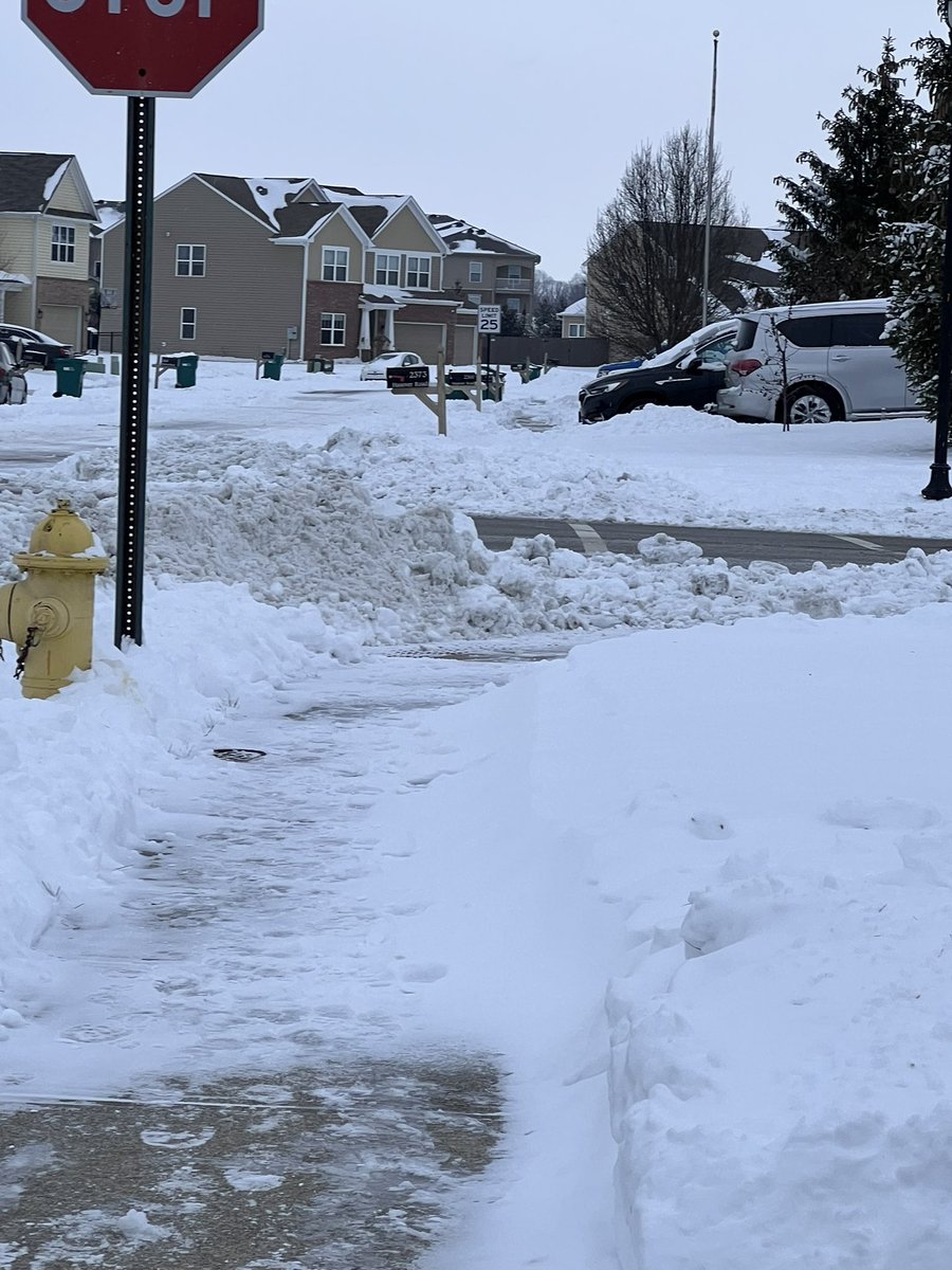 WesHash5's tweet photo. @BrownsburgIN So this is a bus stop for elementary school kids that your plow driver just covered up. I had it dug out for the kids this morning. O’Dell &amp; Hanover. https://t.co/3kQUDR0YJf