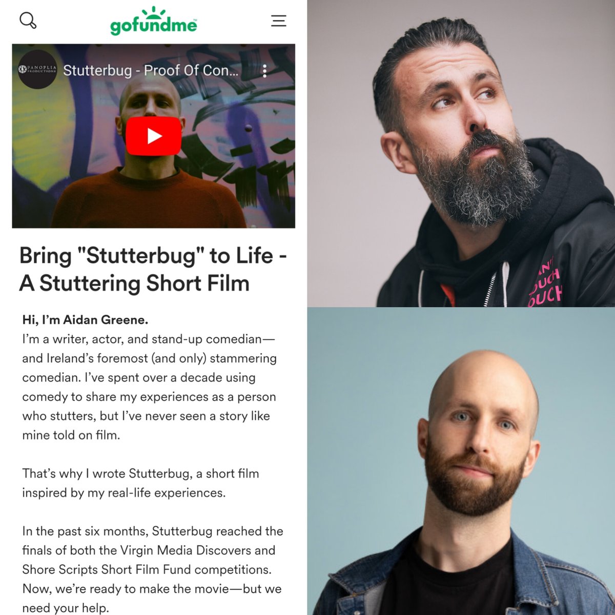 We’re making a movie! And we need your help.

Stutterbug is a short comedy film written by a stutterer and starring not one but TWO stutterers - Aidan Greene and Scroobius Pip

We’ve started a GoFundMe to help us bring Stutterbug to life: gofundme.com/f/make-stutter…