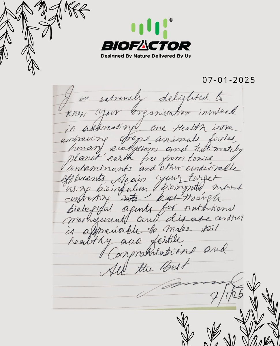 BiofactorIndia's tweet image. Honored Visit to Biofactor! 🌟  

We are deeply privileged to have Dr. M.T. Naik, former Vice Chancellor of Shimoga Agriculture University, at Biofactor. His kind words of appreciation have truly inspired us to continue our mission and his comments are as follows