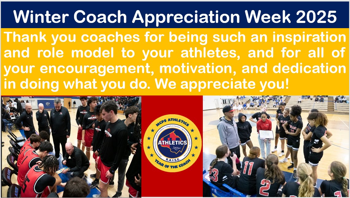 A snow day❄️❄️❄️ is a fun ⛄️☃️⛄️day to Shout Out Winter Coaches during Coaches Appreciation Week! Thank you Coaches! #WeRAISE #ThankaCoach <a href="/MCPS/">MCPS</a> <a href="/mcpsAD/">Jeff Sullivan</a> <a href="/NFHS_Org/">NFHS</a> <a href="/MPSSAA_Org/">MPSSAA</a>