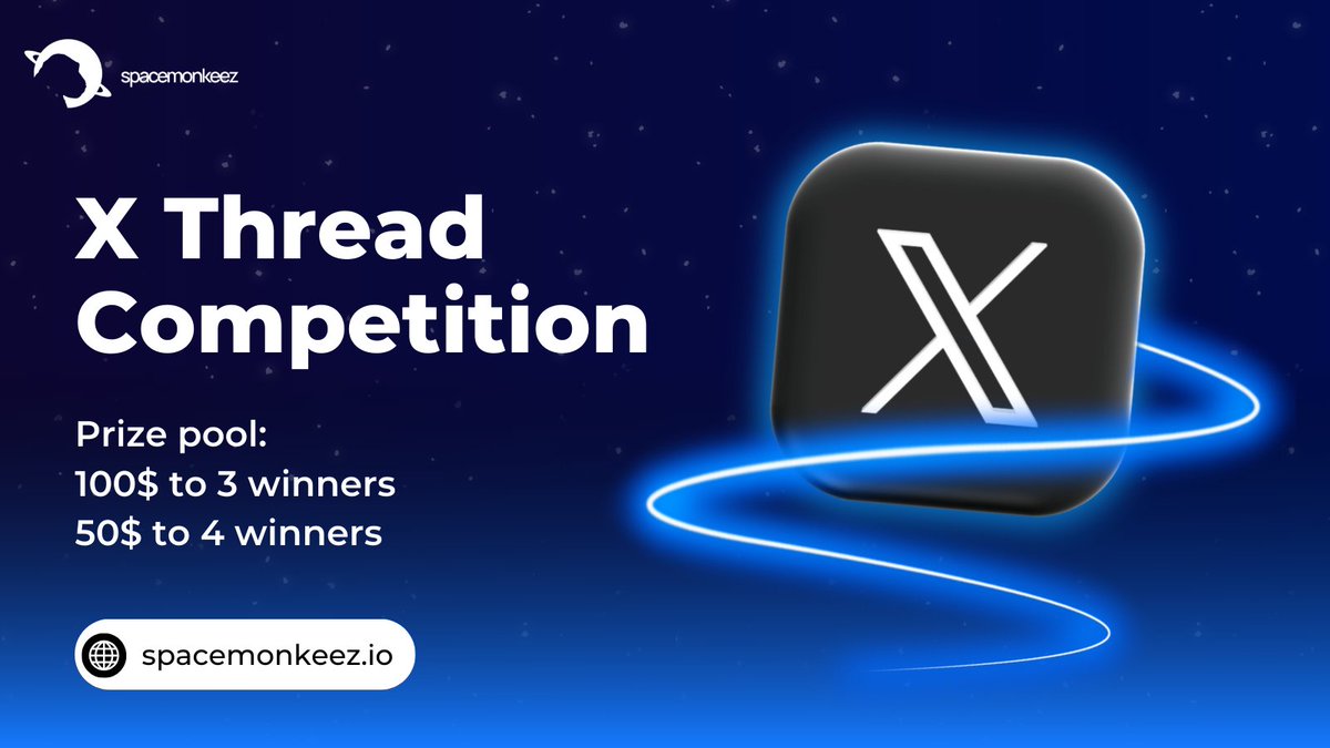 🏆Announcing the SpaceM Thread Competition!

Topic:
"How is SpaceM transforming social media with #NFTs, #GameFi, and token generation, and what role does the $SPACEM token play?" 🧵

Prize Pool: 500 $USDT
🥇 Top 3 Winners will get 100 $USDT each!
🥈 Next 4 Winners will get 50